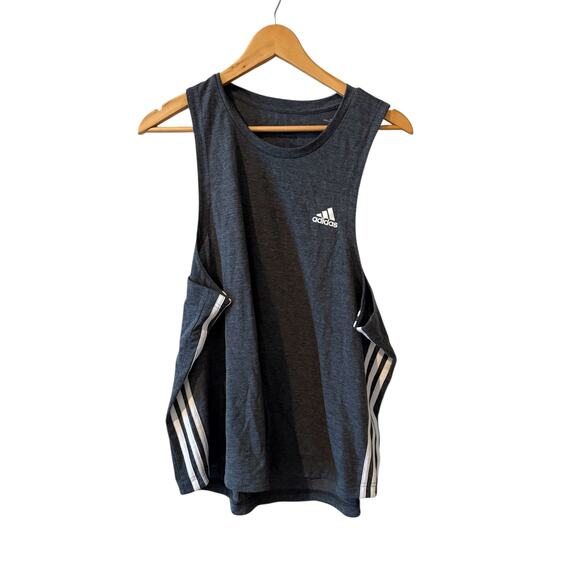 Adidas Sporty Three Stripe Workout Tank Top Gray 2XL - Picture 1 of 5
